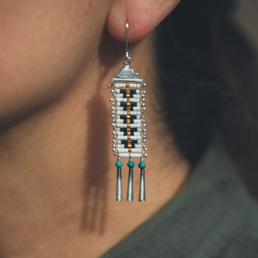 Long Mini Sacred Peak Earrings with Turquoise