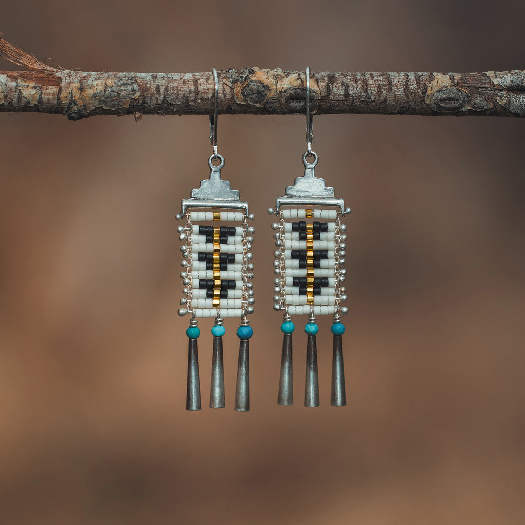 Mini Sacred Peak Earrings with Turquoise