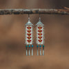 Long Red Mini Sacred Peak Earrings with Turquoise