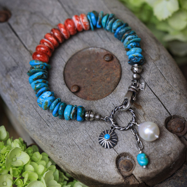 Turquoise & Spiny Oyster Treasure of the Sea and Sky Bracelet