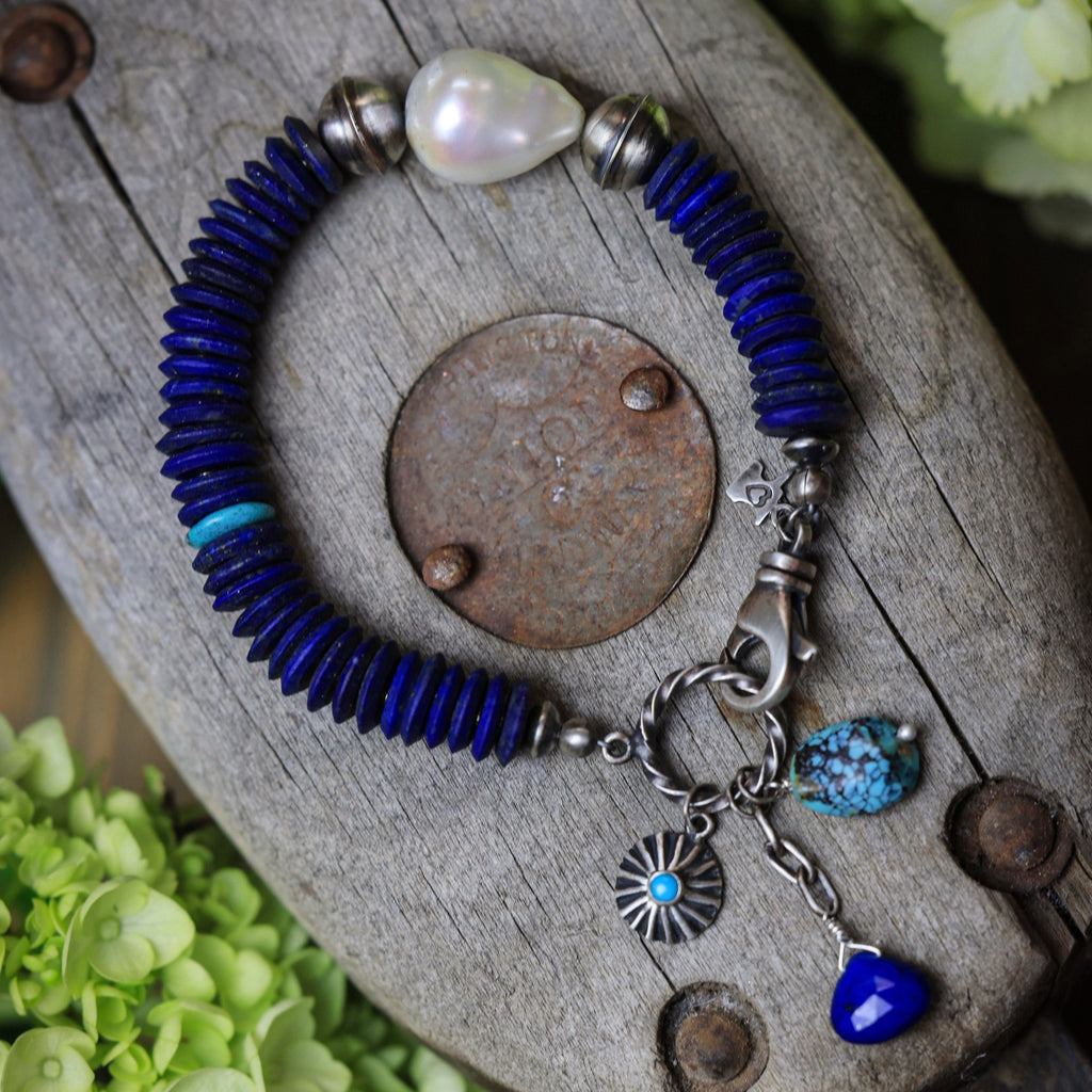 Lapis & Pearl Treasure of the Sea and Sky Bracelet