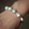 Large Champagne Baroque Pearl Pétalo Paillette Bracelet