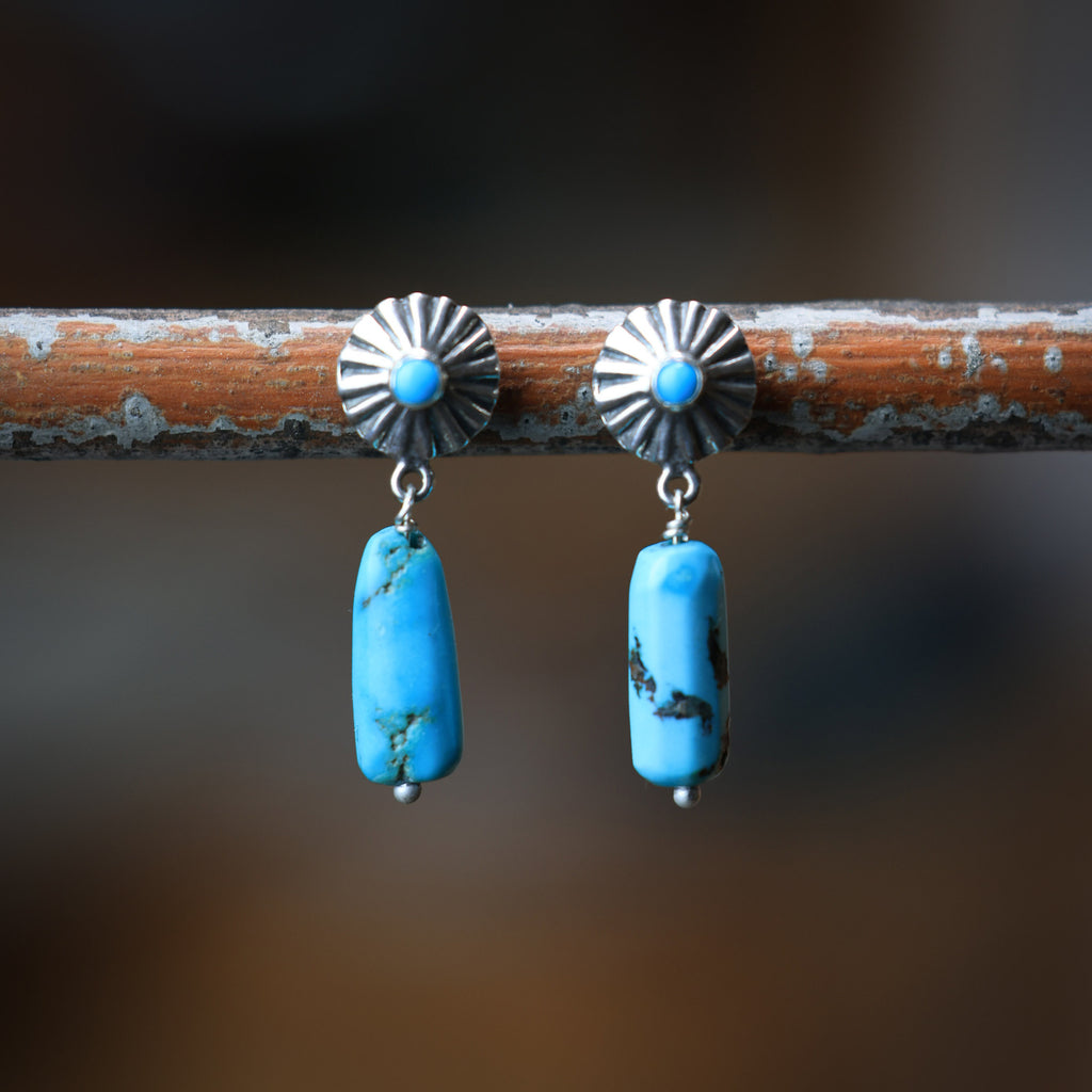 Concho Post Earrings with Turquoise