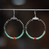 Hoops with Green Turquoise and Silver Saucer Beads