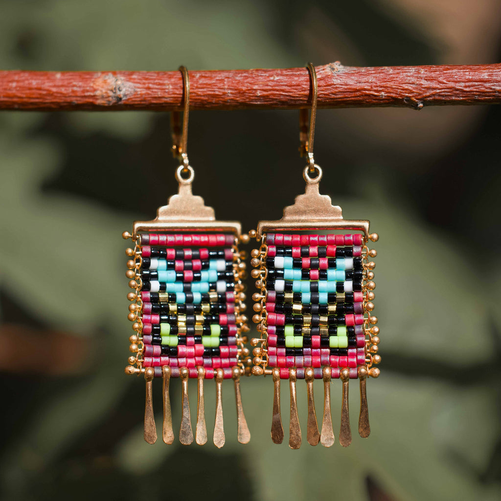 Mariposa Earrings in Fuchsia with 24k vermeil