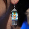 Mini Sacred Peak Earrings in Blue with yellow/orange/red