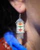 Mini Sacred Peak Earrings in Butter Yellow with orange/blue/red
