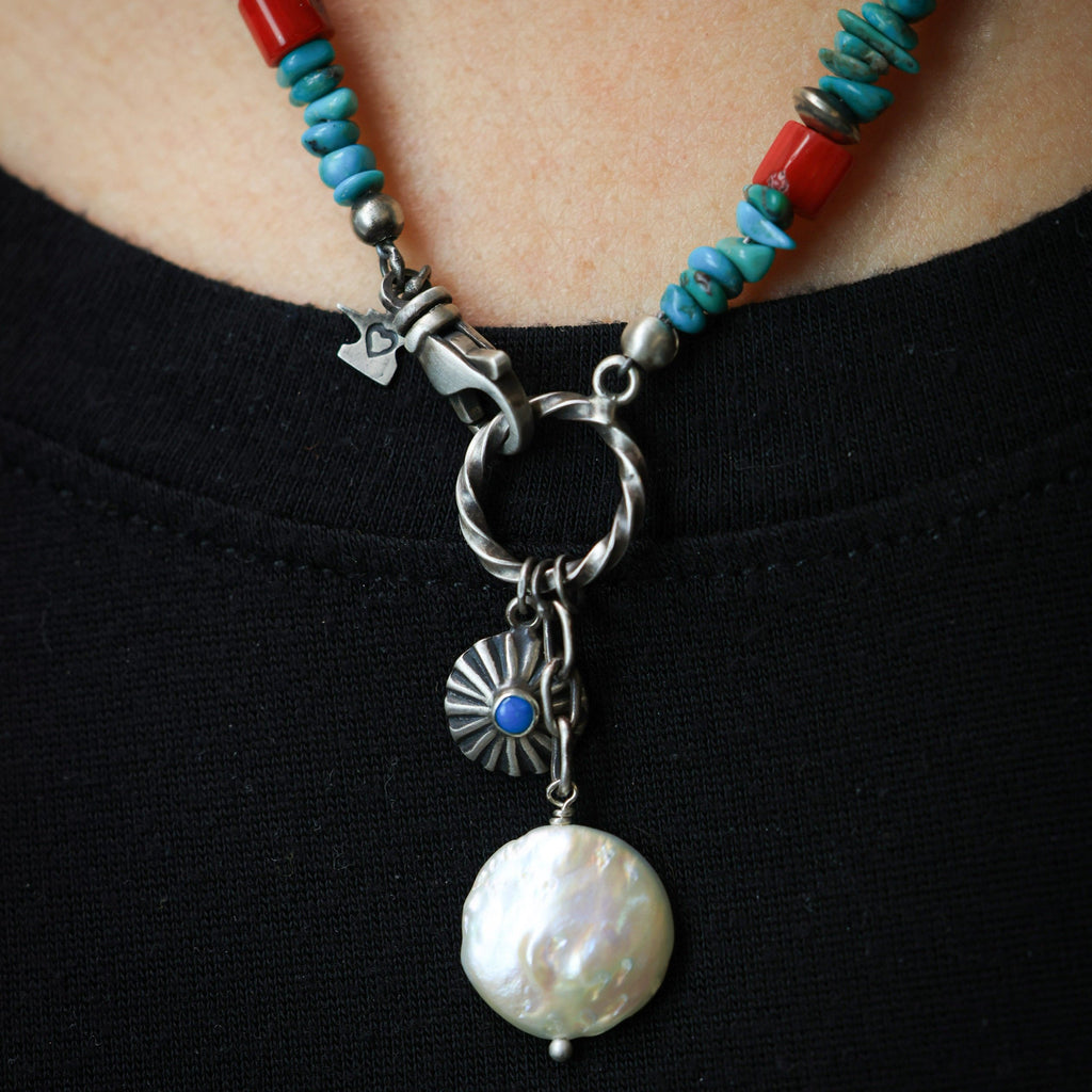 Treasure of the Sea and Sky Charm Necklace with Chip Turquoise