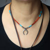 Lariat with Fire Opal and Turquoise