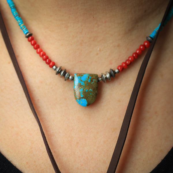 Turquoise Lariat with Sea Bamboo