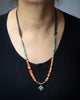 Cross Lariat with Spiny Oyster and Turquoise