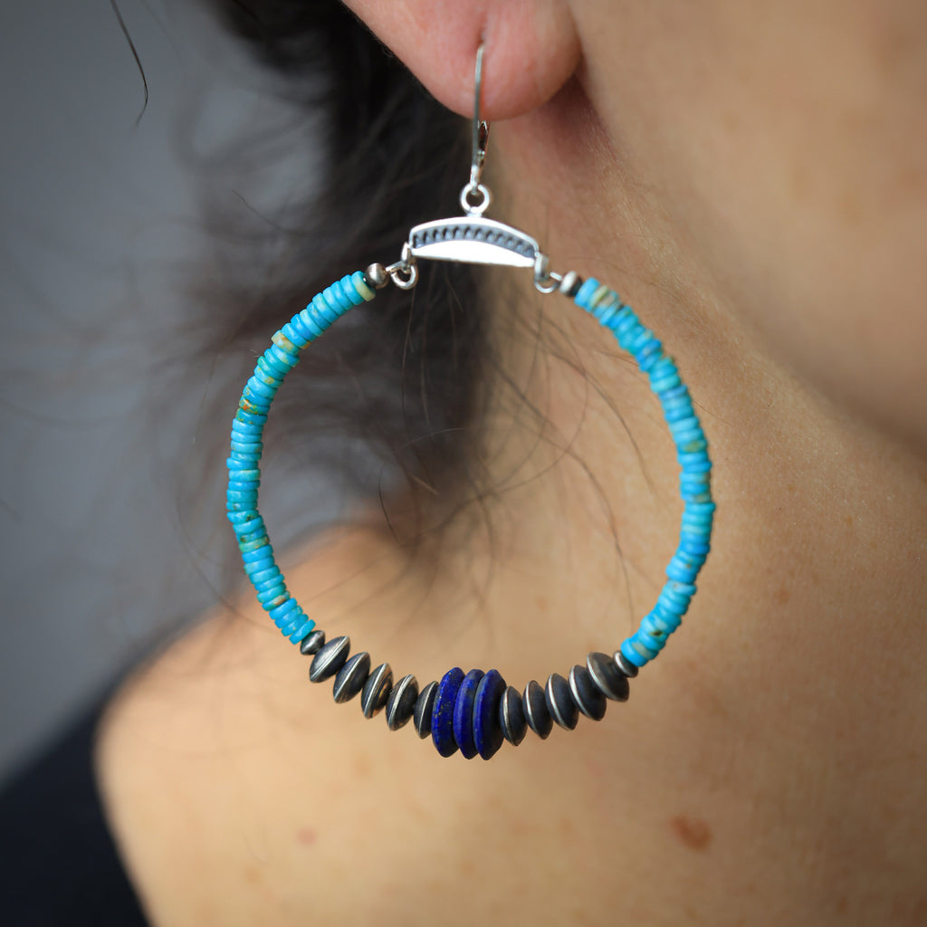 Hoops with Turquoise and Lapis