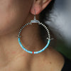 Bird Hoops with Turquoise and Sea Bamboo Beads