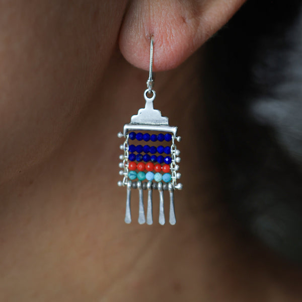 Petite Lapis/Coral/Turquoise Bead Earrings