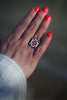 La Reina Cross Ring in Blues, White, and Red