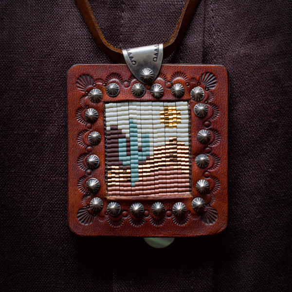 Arizona Landscape Leather Pendant Necklace