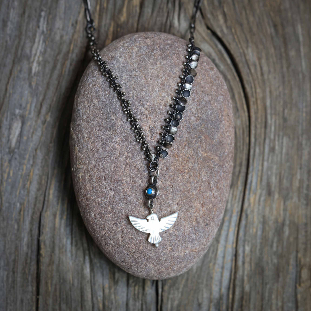 Mixed Chain Mother of Pearl Bird Necklace
