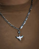Mixed Chain Grey Mother of Pearl Bird Necklace