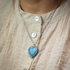 Kingman Turquoise Stamped Heart Necklace