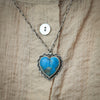 Kingman Turquoise Stamped Heart Necklace