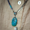 Mixed Media Necklace with Sapphire & Turquoise