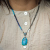 Mixed Media Necklace with Sapphire & Turquoise