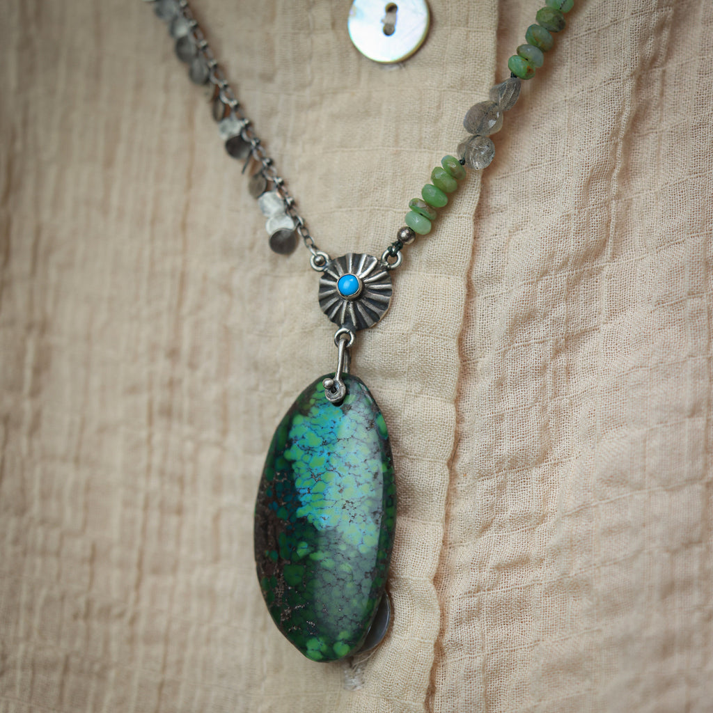 Mixed Media Necklace with Peruvian Opal & Turquoise