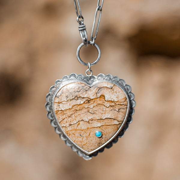 Picture Jasper Heart Necklace