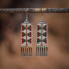 White Diamante Earrings with Green Turquoise