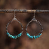 Silver Hoops with Chip Turquoise