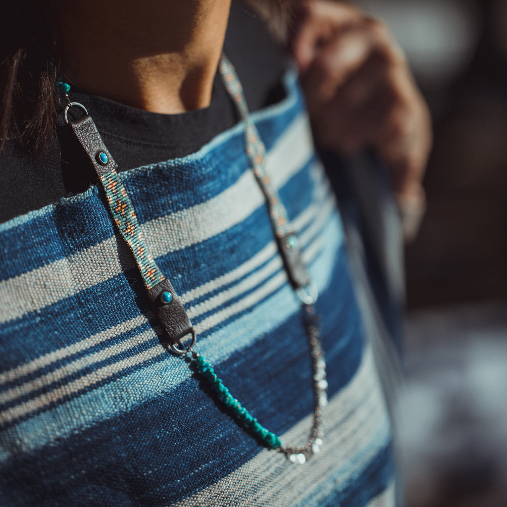 Cruces Mixed Media Necklace/Bracelet Wrap with Turquoise