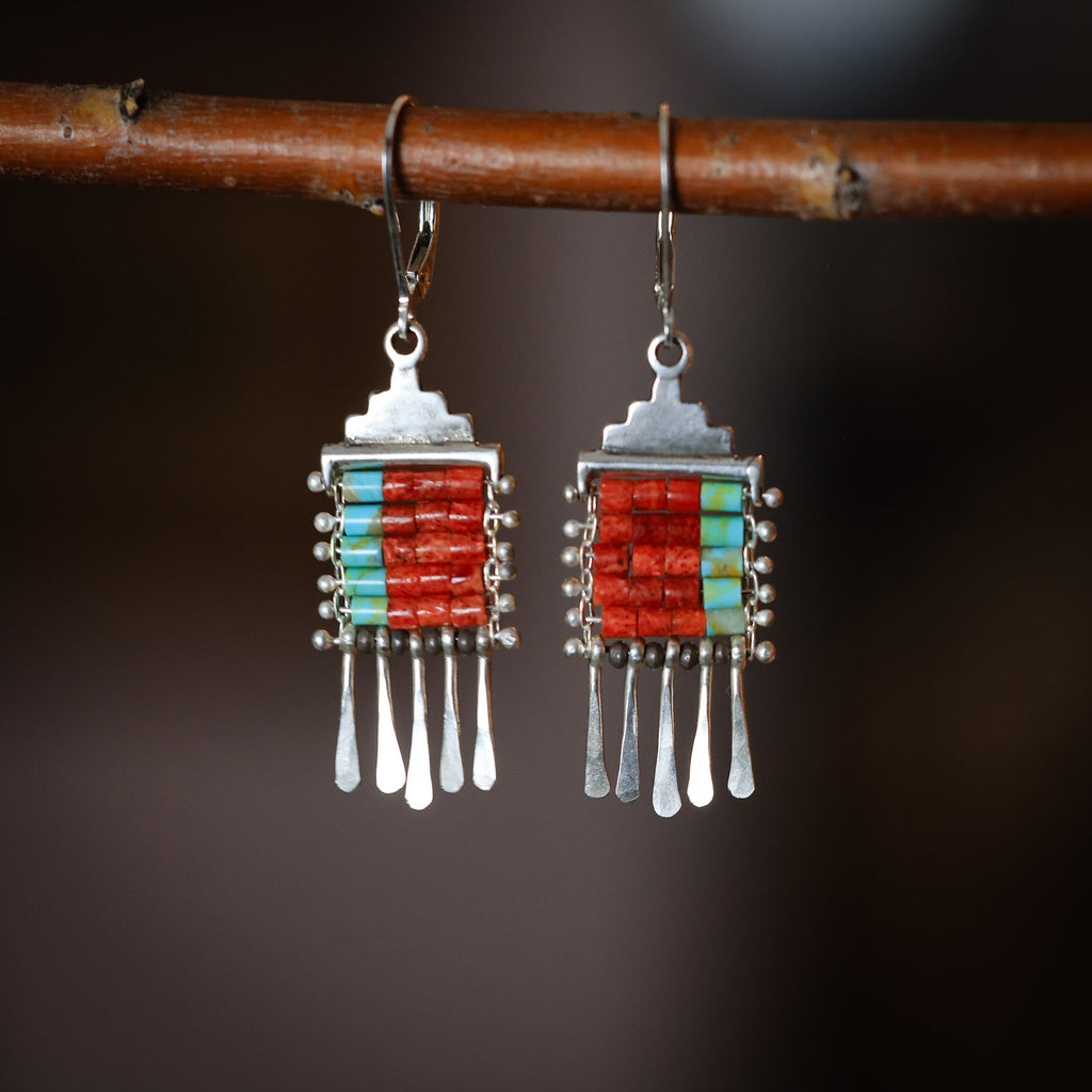 Petite Heishi Apple Coral Bead Earrings