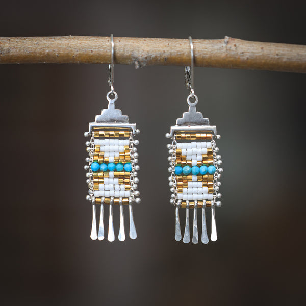 Mini Sacred Valley Earrings in Gold with Turquoise