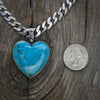 Kingman Turquoise Heart Necklace #3 with Curb Chain