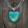 Kingman Turquoise Heart Necklace #2 with Curb Chain