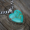 Kingman Turquoise Heart Necklace #2 with Curb Chain