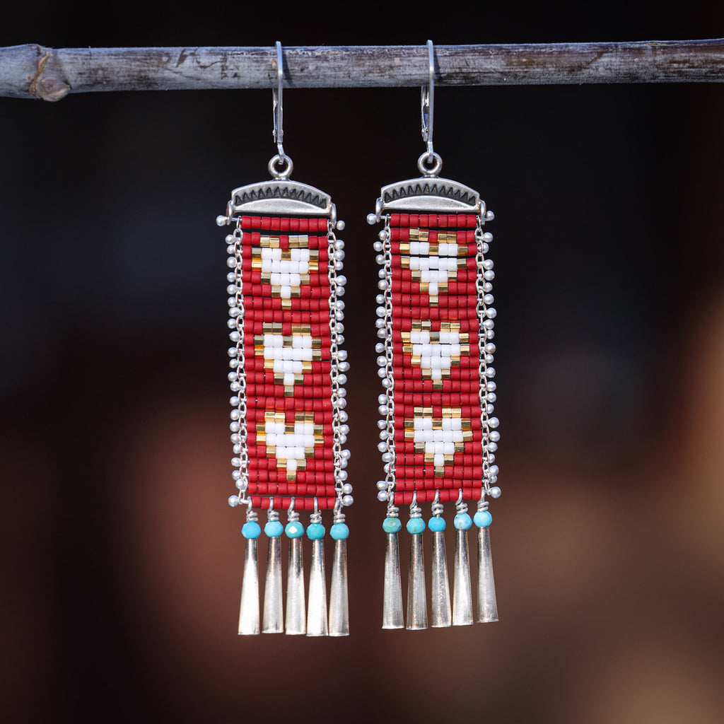 Three Hearts Earrings with Turquoise