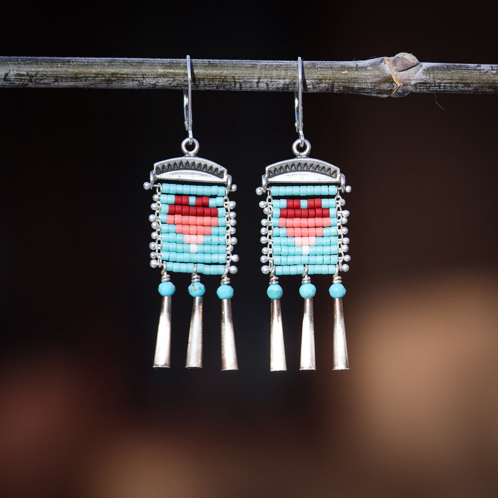 Faded Heart Earrings with Turquoise