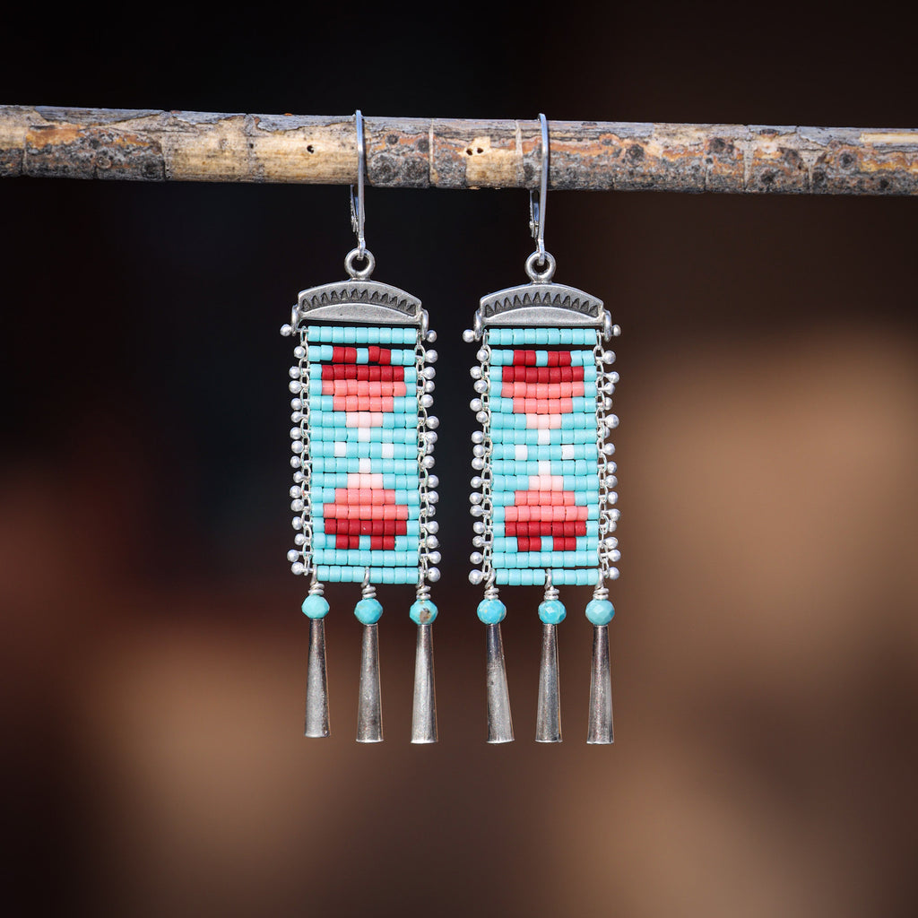 Faded Hearts Earrings with Turquoise