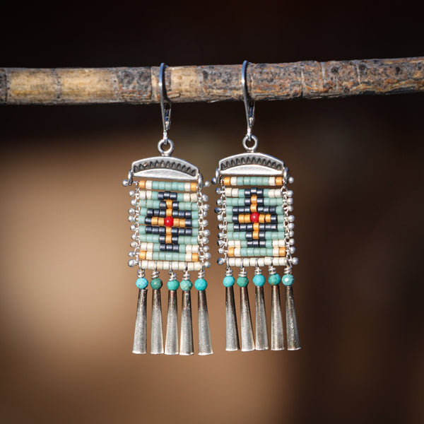 Short Cruces Earrings with Turquoise