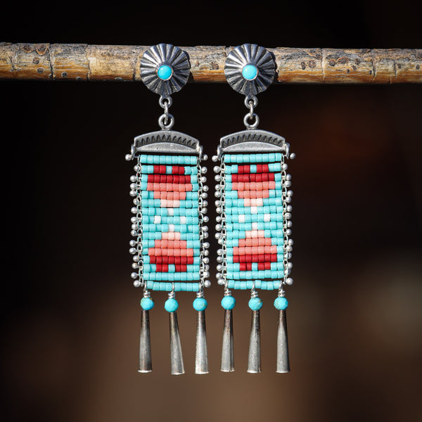 Faded Hearts Post Earrings with Turquoise