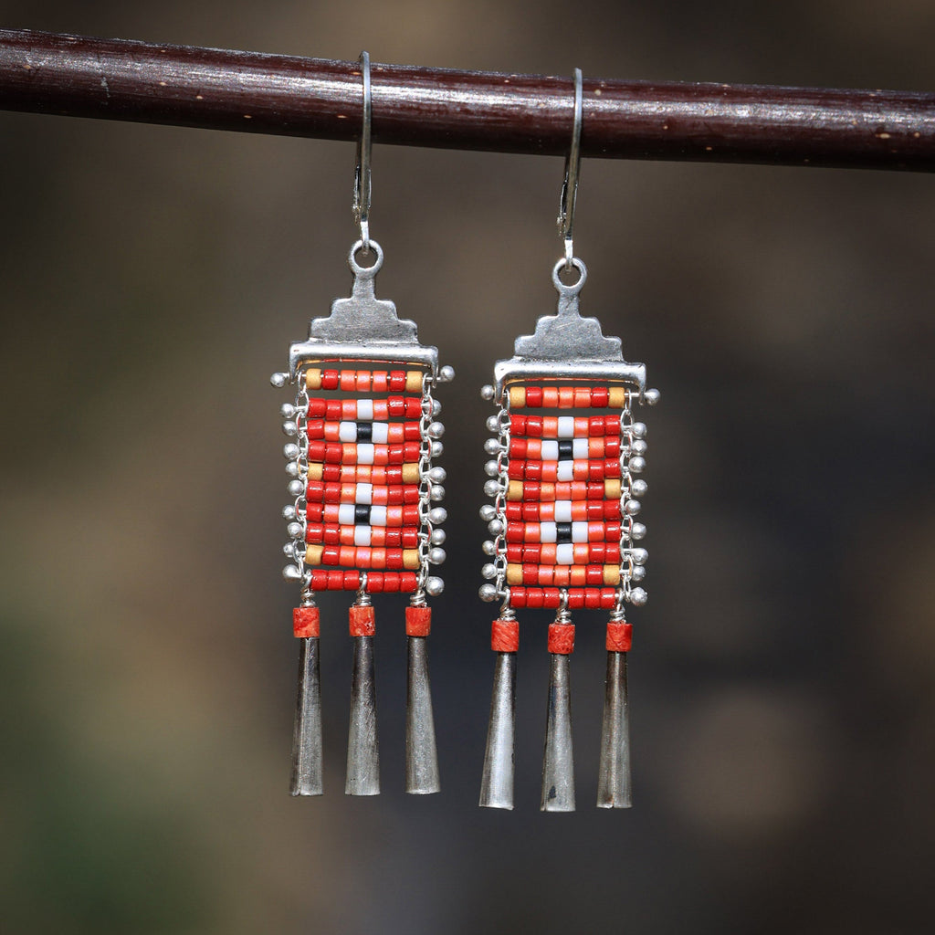 Little Cruces Earrings with Apple Coral