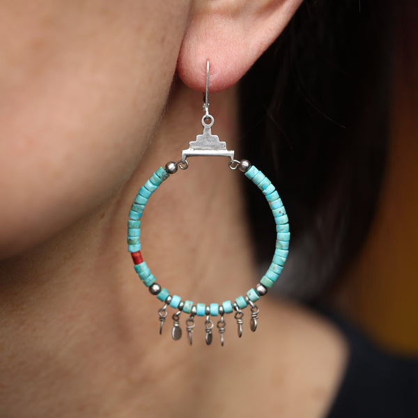 Turquoise Hoops with Paillettes