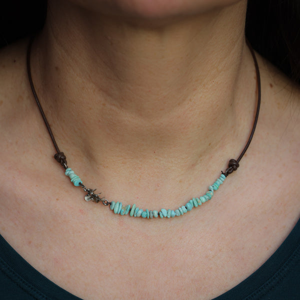 Stream of Turquoise Necklace with American turquoise