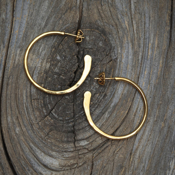 Whisper Hoop Post Earrings in 24k vermeil