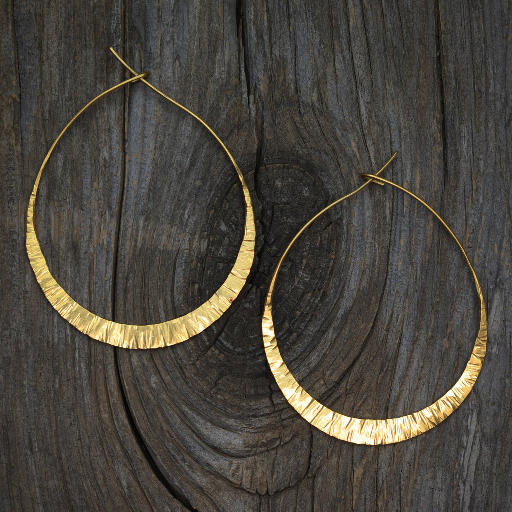 New Moon Hoops large in 24k vermeil