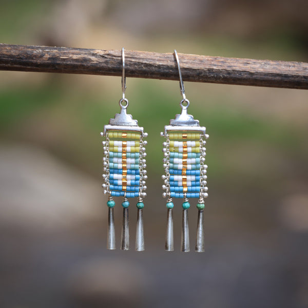 Ombré Mini Sacred Peak Earrings in Blue