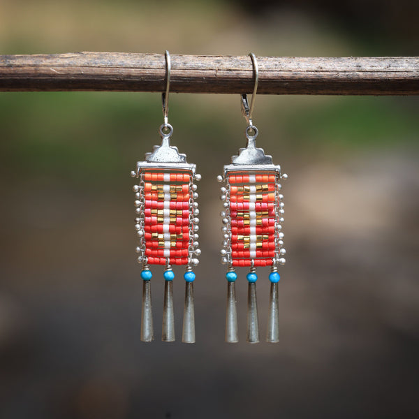 Ombré Mini Sacred Peak Earrings in Red