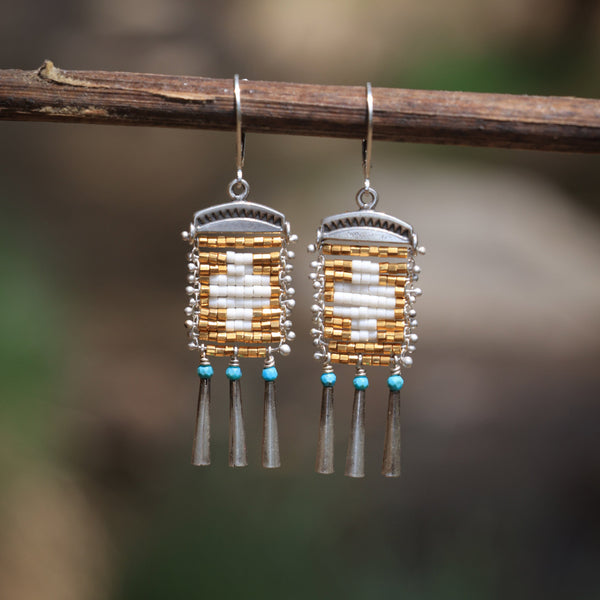 Short Golondrinas Earrings with Turquoise