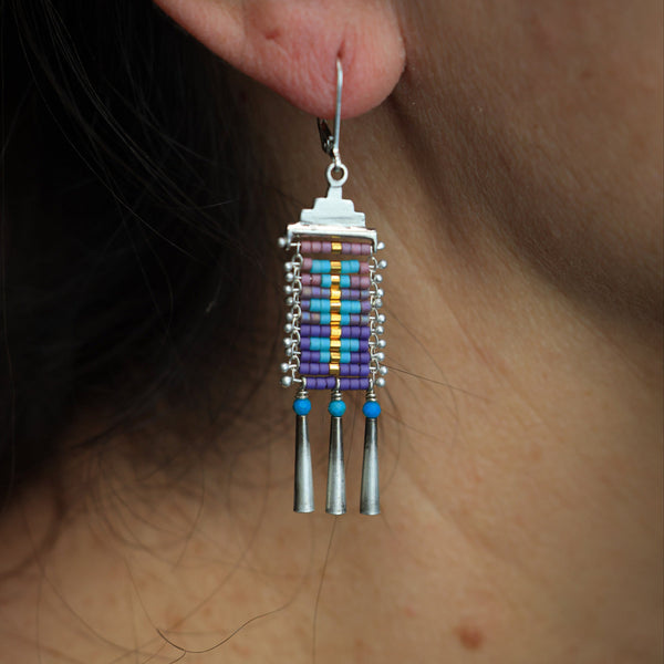 Ombré Mini Sacred Peak Earrings in Violet